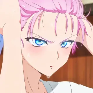 🎭 a3dcf5f2 Anime, Manga, Gadis, Rambut merah muda, Mata biru, Keringat, Karakter, Kartun telegram sticker