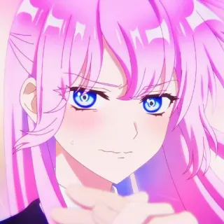 🎭 b32789e6 Anime, Manga, Rambut merah muda, Mata biru, Kartun, Wanita, Senyum telegram sticker