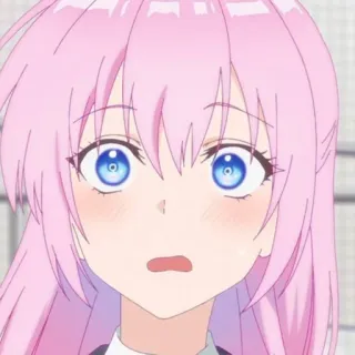 🍧 8a3fb95b 动漫, 女孩, 粉色头发, 蓝色眼睛, 震惊, 表情 telegram sticker