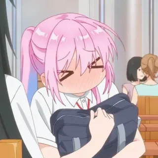 🍧 9095c215 动漫, 卡通, 粉色头发, 校服, 可爱, 脸红 telegram sticker