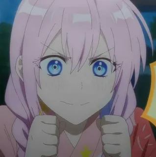 🦭 1cea26e4 애니메이션, 핑크 머리, 만화, 화난 telegram sticker