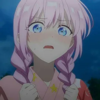 🦭 2f792d7f 애니메이션, 여자, 분홍 머리, 걱정, 표정, 귀여운 telegram sticker