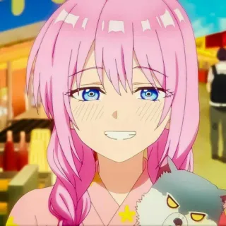 🦭 7fcc9e44 애니메이션 소녀, 분홍 머리, 파란 눈, 귀여운, 만화, 캐릭터, 만화 telegram sticker