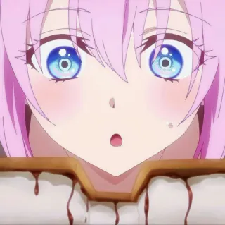 🦭 98cc35fd 애니메이션, 여자, 분홍 머리, 놀란, 귀여운, 만화 telegram sticker