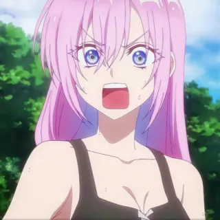 🦭 9aabe7e8 애니메이션, 소녀, 분홍 머리, 표정, 만화, 캐릭터 telegram sticker