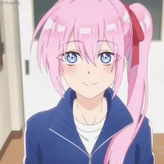 😊 10666b1a аниме, девушка, розовые волосы, мило, мультфильм telegram sticker