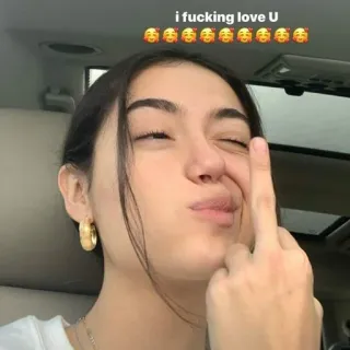 😡 e79da502 i fucking love U 中指, 攻撃的, 女性, 表情, ジェスチャー, 失礼 telegram sticker