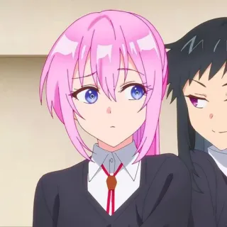 🤨 1584a1f6 애니메이션, 여자, 핑크 머리, 귀여운, 교복, 만화 telegram sticker