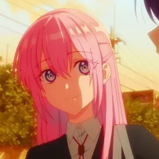 😄 363145f3 애니메이션, 소녀, 분홍 머리, 웃는, 귀여운, 만화, 애니 telegram sticker