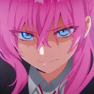 👿 38e4487e 애니메이션, 핑크 머리, 화난, 악당, 캐릭터, 여자 telegram sticker