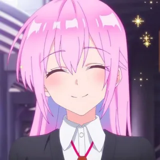 ☺️ 639fad3f 애니메이션, 귀여운, 미소, 분홍 머리, 소녀, 캐릭터 telegram sticker