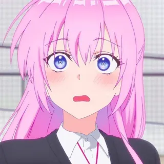 😳 997f46e2 애니메이션, 만화, 귀여운, 여자, 분홍 머리, 놀란 telegram sticker