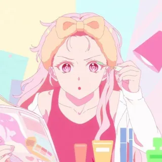 😮 9a45788a 애니메이션, 소녀, 메이크업, 귀여운, 뷰티 telegram sticker