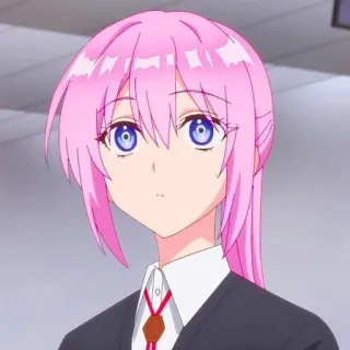 😐 c8ff74d9 애니메이션, 분홍 머리, 여성, 캐릭터, 귀여운 telegram sticker