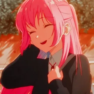 😄 db605177 애니메이션, 소녀, 분홍머리, 행복한, 웃는, 만화 telegram sticker