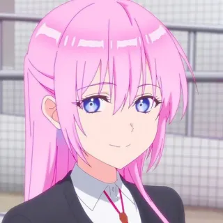 😊 e152dbcc Miyakoshi, Akira Shikimori's Not Just a Cutie 애니메이션, 분홍머리, 귀여운, 캐릭터 telegram sticker