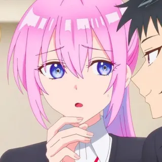 🤔 e3745f75 애니메이션, 분홍머리, 여자, 만화, 만화영화 telegram sticker