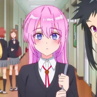 😳 f88f6271 애니메이션, 학교, 여자, 분홍머리, 학생 telegram sticker