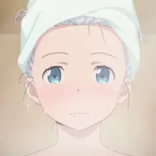 🖇 476e73aa 애니메이션, 여자, 수건, 목욕, 샤워 telegram sticker