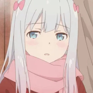 🖇 a483e8a5 애니메이션, 소녀, 귀여운, 카와이, 분홍색, 목도리, 머리카락 telegram sticker