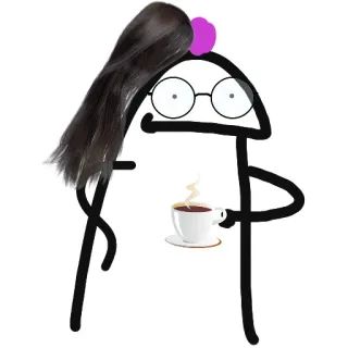☕️ 8a3c21b5 strichmännchen, kaffee, brille, cartoon, minimalistisch, frau telegram sticker