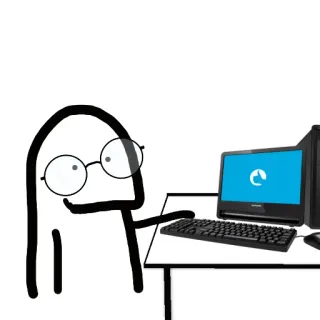 🧑‍💻 9a2a1348 Computer, Büro, Brille, Figur, Strichmännchen, Schreibtisch, Technologie, Person telegram sticker