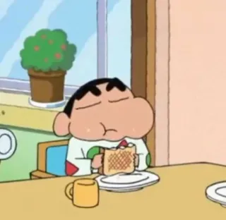 🐧 5229b2ef Shin-chan Nohara Crayon Shin-chan anime, cartoon, character, eating, breakfast, Shin-chan telegram sticker