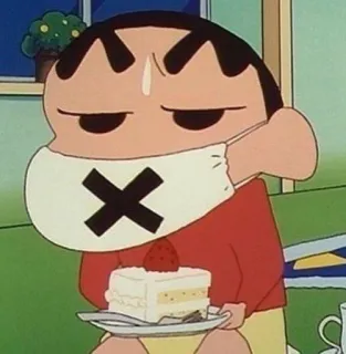 🐧 6e2d0a20 Shin-chan Nohara Crayon Shin-chan anime, cartoon, character, mask, cake telegram sticker