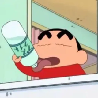 🐧 9923bb14 Shin-chan Crayon Shin-chan anime, cartoon, drinking, funny, child, silly telegram sticker