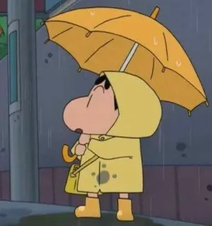 🐧 9dfc0edb Shin-chan Crayon Shin-chan Shin-chan, anime, cartoon, umbrella, rain, yellow raincoat telegram sticker