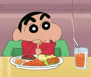 🐧 a00c545d Shin-chan Crayon Shin-chan shin-chan, crayon shin-chan, anime, cartoon, eating, dinner telegram sticker