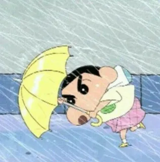 🐧 aafdba58 Shin-chan Crayon Shin-chan cartoon, anime, rain, umbrella, Shin-chan, cute telegram sticker