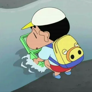 🐧 b4cf6d35 Shin-chan Crayon Shin-chan anime, cartoon, child, backpack, pig, water, shin-chan, crayon shin-chan telegram sticker