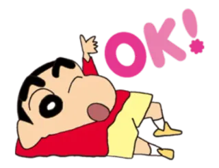 👍 121c0850 Shin-chan Crayon Shin-chan OK! cartoon, anime, ok, agreement, approval, Crayon Shin-chan whatsapp sticker