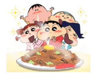 😋 88c56015 Shin-chan Crayon Shin-chan cartoon, anime, noodles, food, characters whatsapp sticker