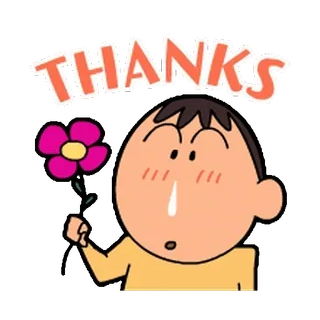 🌷 7253e429 THANKS dziękuję, kwiat, kreskówka, pozytywny telegram sticker