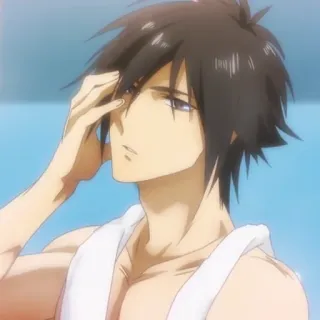 🔮 506d5992 애니메이션, 남성, 남자, 수건, 캐릭터 telegram sticker