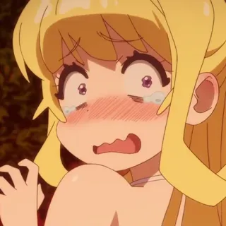 🔮 970b3c63 애니메이션, 울음, 무서워, 캐릭터, 금발, 여성 telegram sticker