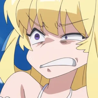 🔮 bab74f66 애니메이션, 소녀, 화난, 만화, 금발, 표정 telegram sticker