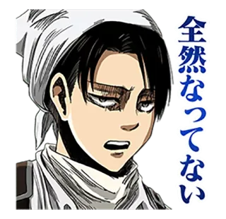😐 5abb4a96 Levi Ackerman Attack on Titan 全然なってない l'attaque des titans, levi, anime, manga, propre, nettoyage, soldat whatsapp sticker