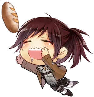 ☺️ e47cc02d Sasha Braus Attack on Titan саша браус, атака титанов, аниме, чиби, хлеб, еда telegram sticker