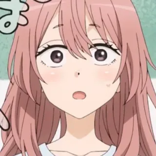 ❓ 25ffe618 アニメガール, 漫画, ピンク髪, びっくり, 可愛い, 女性 telegram sticker