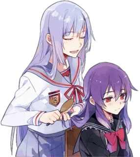 💜 537f2d56 Anime, Mädchen, Haare, Freunde, Schuluniform whatsapp sticker