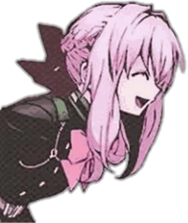 😄 f09a2ca8 Anime, Cartoon, Charakter, Pinke Haare, Lächeln whatsapp sticker