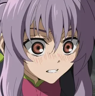 😳 7dea8199 anime, garota, expressão, cabelo roxo, ruborizar, fofo telegram sticker