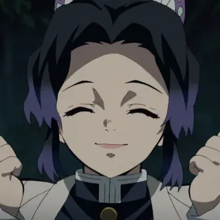 🦋 49569d5a Shinobu Kocho Demon Slayer 애니메이션, 귀멸의 칼날, 코쵸우 시노부, 나비, 미소, 행복 telegram sticker