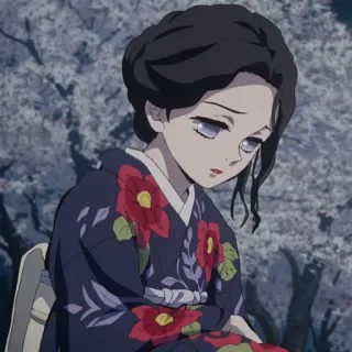 🥀 8abd96df Kibutsuji Muzan (disguised as a woman) Demon Slayer 애니메이션, 귀멸의 칼날, 키부츠지 무잔, 여자, 기모노, 슬픈 telegram sticker