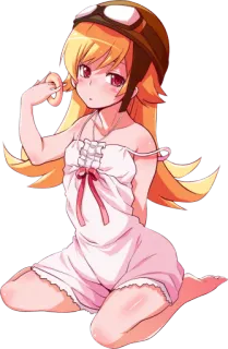 🍩 1185f06c Shinobu Oshino Monogatari Anime, Garota, Rosquinha, Fofa, Cabelo Loiro, Olhos Rosas whatsapp sticker