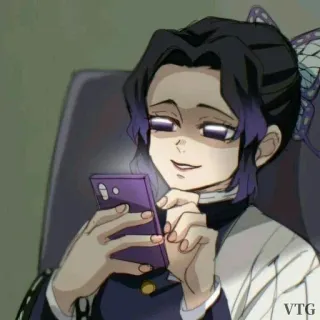 😳 0179562c Shinobu Kocho Demon Slayer Anime, Demon Slayer, Shinobu Kocho, Mariposa, Teléfono, Sonrisa, Vintage telegram sticker