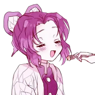 🧚‍♀ 4105c01c Shinobu Kocho Demon Slayer アニメ, 鬼滅の刃, 胡蝶しのぶ, 食べ物, 可愛い telegram sticker